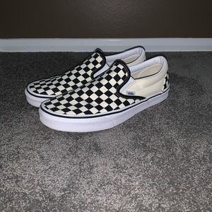 White and black checkered vans